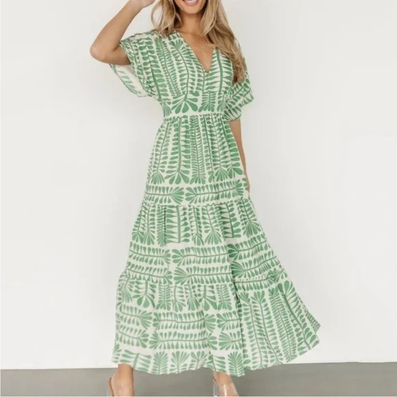 Baltic Born Kimono Midi Dress Green Print NWT Size 1XL - Picture 1 of 13